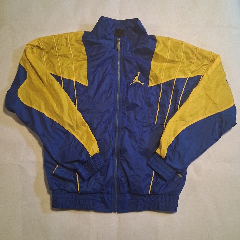 Jordan Boys Small Retro Full Zip Windbreaker Jacket Blue Yellow 23